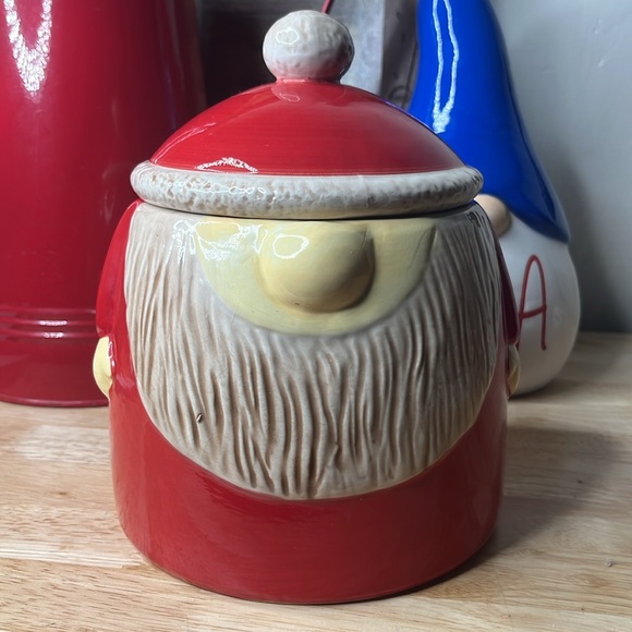 New santa Gnome Cookie Jar Lid Canister Container Red 8.5” - Picture 2 of 15